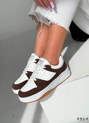 Женские кроссовки цвет белый шоколад, эко кожа, кроссы 36-41р код 12968