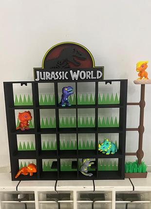 Стенд для фігурок jurassic world kinder joy підставка для динозаврів парк юрського періоду поличка 2
