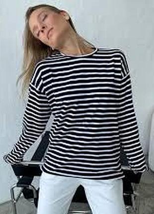Футболка женская в полоску с длиннім рукавом