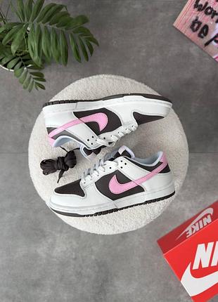 Nike dunk low white brown pink 10