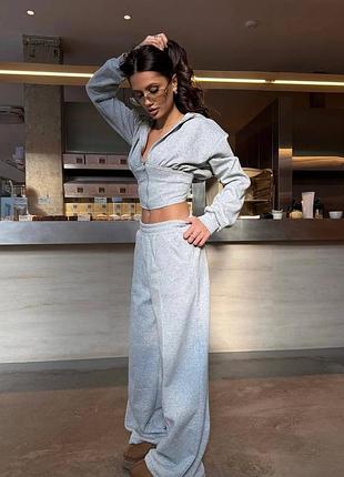 Жіночий костюм спортивний кофта корсетна з імітацією корсету на зав'язках з шнурівкою на спині оверсайз штани на фіксаторах