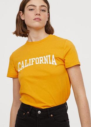 Xs h&m новая натуральная фирменная женская футболка с принтом california