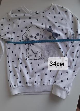 Свитшот, кофта для девочки h&amp;m черно-белого цвета размер на рост 122-128 см 6-8 лет хлопок 6