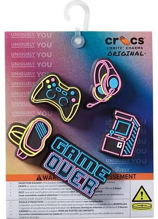 Crocs джиббітси крокс набір із 5 шт jibbitz lights up neon gamer