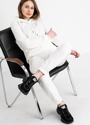 Спортивний молочний костюм (худі та джогери) з принтом happiness, р. 46