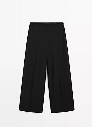 Вільні широкі штани жіночі zara чорні однотонні розмір l 2