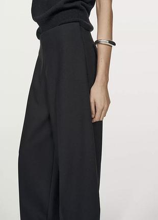 Вільні широкі штани жіночі zara чорні однотонні розмір l 3
