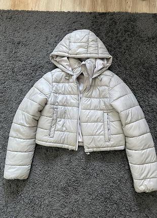 Куртка свет серый утепленный, укороченный, размер s