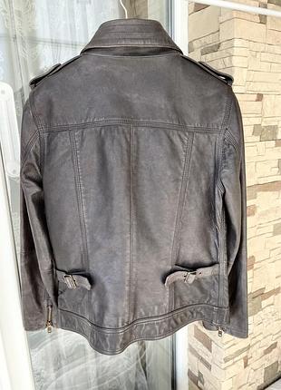 Шкіряна куртка сіро-коричнева superdry 2