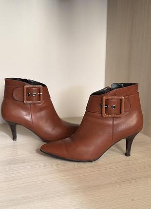 Коричневі шкіряні ботільйони від бренду ecco .