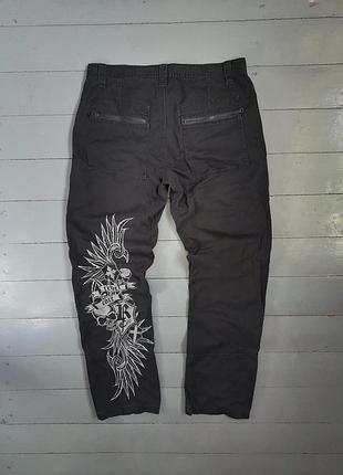 Джинси карго чорні з вишивкою rainbow реп diesel y2k raw