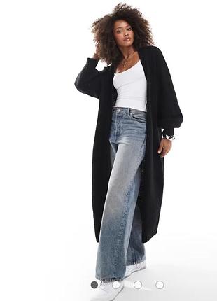 Asos design, жіночий довгий, прямий кардиган з пишними рукавами, чорний.