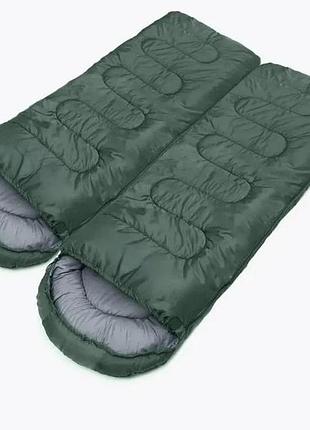 Спальний мішок зелений 220×70см 1.3 kg sleeping bag, спальник-ковдра з капюшоном