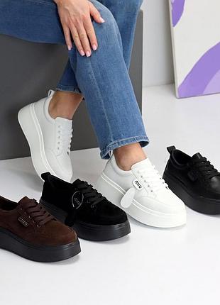 Жіночі кросівки на потовщеній підошві у чорному , білому та шоколадному кольорі 😍❤️