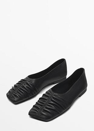 Балетки женские кожаные чёрные massimo dutti