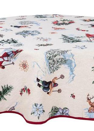 Скатертина гобеленова eden chamonix limaso, ø180, кругла, новорічний, без люрексу, 45% поліестер, 55% бавовна, гобелен