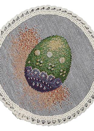 Салфетка гобеленовая с кружевом round1018m-10d limaso, ø10, круглое, пасхальный, без люрекса, 75% полиэстер, 22% хлопок, 3% акрил,