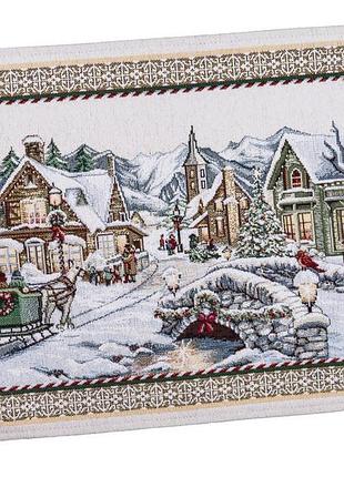 Салфетка гобеленовая benask blanco limaso, 33x45, прямоугольная, новогодний, без люрекса, с микрофибой, 80% полиэстер, 15% хлопок,