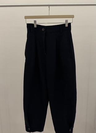 Брюки-банани zara, темно сині, висока посадка
