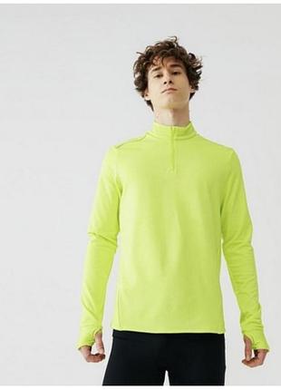 Чоловіча тепла бігова футболка kalenji з довгими рукавами, жовта р.xl