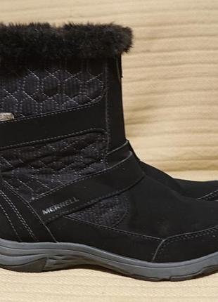 Фирменные черные утепленные комбинированные полусапожки merrell  m select dry 37 р. ( 24 см.) 6