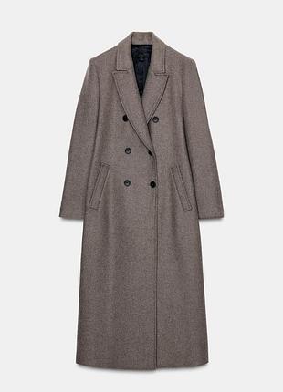 Длинное двубортное пальто от zara 6