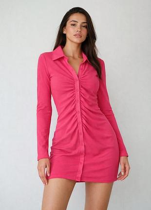 Сукня в обтяжку рожева по фігурі рубчик