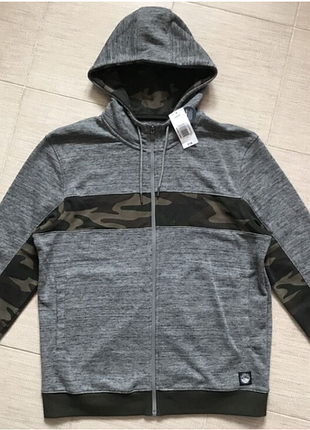 Крута кофта толстовка, худі з капюшоном, сірого кольору з камуфляжною вставкою, easy matalan. l