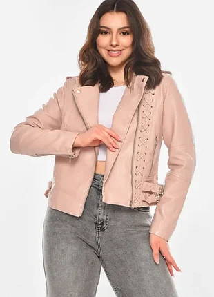 Куртка-косуха з еко-шкіри з шнурівкою