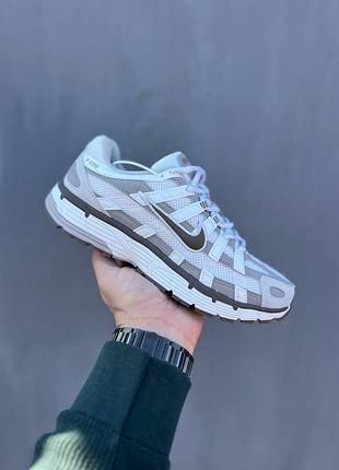 Женские кроссовки nike p-6000 beige brown найк бежевого с коричневым цветами