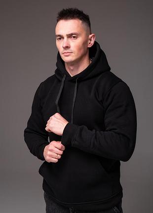 Чорне утеплене  худі на флісі 5