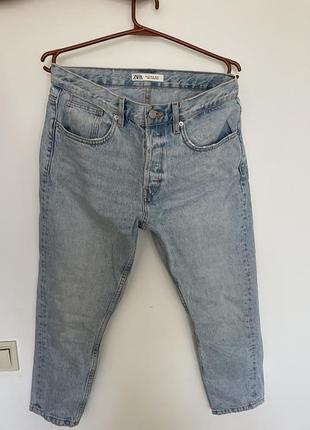 Чоловічі джинси zara світлі блакитні, розмір 42, короткі