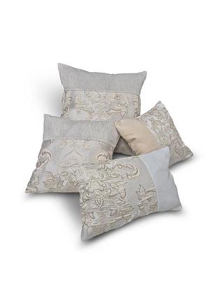 Комплект декоративных подушек firanka damask 37х37см 1шт, 30х30см 1шт, 33х23см 1шт, 27х27см 1шт бежевые с молочным (п_0870)