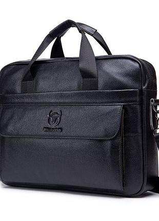 Портфель чоловічий шкіряний діловий. сумка для ноутбука з натуральної шкіри (чорний)