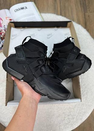 👟 кроссовки nike huarache grip zip treple black / наложка bs👟