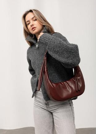Женская сумка sambag hobo s бургунде