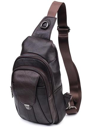 Удобная мужская сумка через плечо из натуральной кожи vintage 21306 коричневая