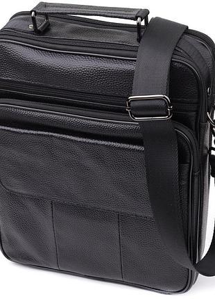 Містка чоловіча сумка з ручкою для перенесення в руці з натуральної шкіри vintage 23023 чорний