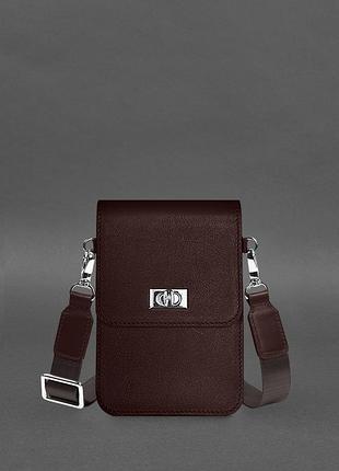 Шкіряна сумка для телефону tina бордова