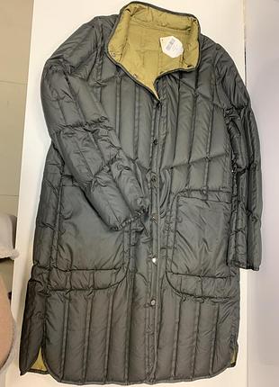 Женский пуховик прямого силуэта полу пальто двухсторонние