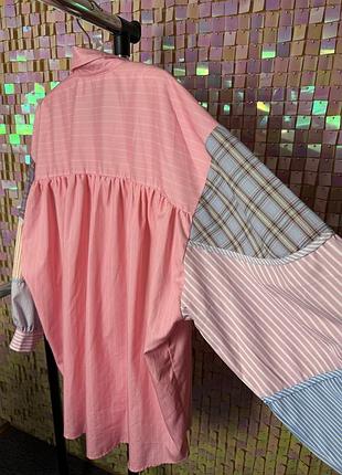 Рожева сорочка oversized, стильна кольорова сорочка з широкими рукавами