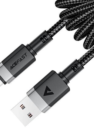 Кабель acefast c14-04 usb-a to usb-c spring charging data cable 3a 1.2m черный 3