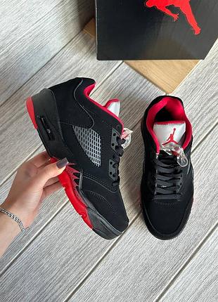 Jordan 5 low black red 6