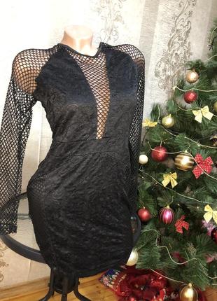 Нарядное , красивое  платье , на новый год , стильное маленькое чёрное платье , в сетку !5 фото