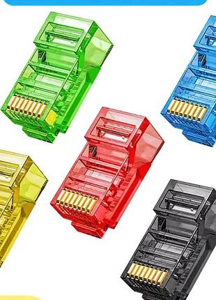 Набор проходных коннекторов rj45 cat6/cat5e zoerax 8p8c (10 шт.) - цветной микс