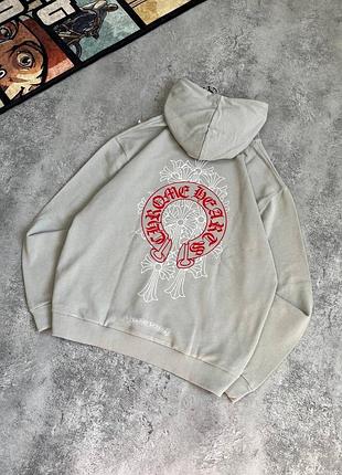 Сіре худі chrome hearts з капюшоном