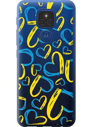 Чохол силіконовий патріотичний на телефон motorola e7 plus серця ua "5292u-2107-58250"