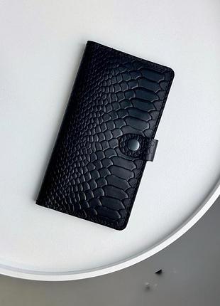 Портмоне чоловіче із натуральної шкіри тиснення пітон sr016 (чорний)