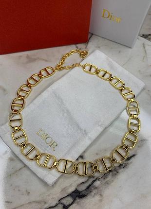 Диор подвеска-цепь на шею в лимонном золоте 18 к / колье на шею позолота