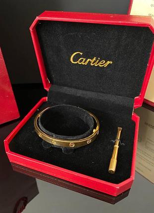 Браслет cartier, позолота au 750 / красива подарункова упаковка - коробочка з оксамитом та пакет